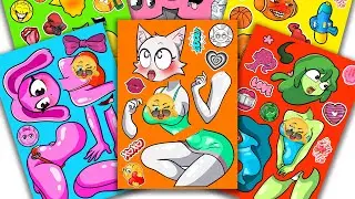 Peel & Play💞Incredibox Sprunki Sticker Book - Couple Cute Love, Pinki x Oren, Vineria x Simon