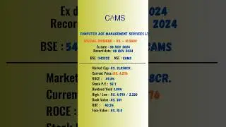 Computer Age Management Services Ltd share latest news | Ex-Date: 08 NOV 2024 | #nse
