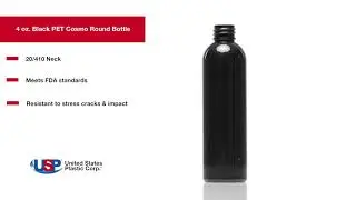 4oz BLACK PET COSMO ROUND BOTTLE | U.S. Plastic Corporation&reg;