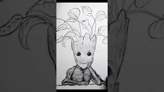 Inktober 2021 | Day 20 - Sprout | Groot | HARSH CREATIVES #shorts