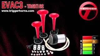 Trigger Horns&trade; EVAC3&trade; Triple Trumpet Train Horn Kit w/ Compressor - TRGH162