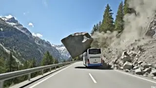 Terrifying Mountain Road Escape &ndash; Bus Survives Rockfall | Realistic AI Short Film&rdquo;