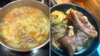 Mag tulo ng Macaroni soup na may buto ng baka 
