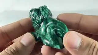 Hand-Carved Malachite Lion Gemstone Animal Carving
