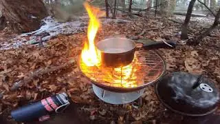 Making a tea in the woods.