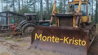 An old abandoned Soviet tractor and bulldozer in the Krasnoflotsky quarry