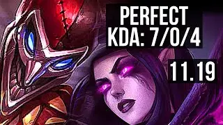 SHACO vs MORGANA (JUNGLE) | 7/0/4, Rank 7 Shaco, 1.4M mastery, Godlike | KR Master | v11.19