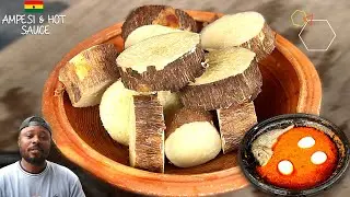 Authentic Ghanaian Ampesi (Boiled Yam) with Hot Pepper Sauce