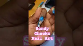Sandy Cheeks character nail art