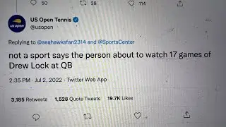US Open Tennis Twitter Account Manager Should Be Fired For Insulting Drew Lock, Seahawks QB