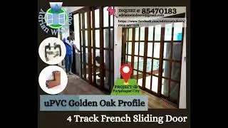 4 Track French Sliding Door uPVC Golden Oak Profile