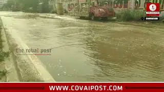 Veerapandi Division Water Pipeline Rupture Causes Road Flooding, Traffic Chaos