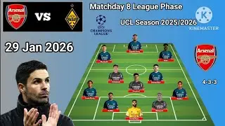 Arsenal vs Kairat ~ Arsenal 4-3-3 Formations With Jesus Matchday 8 League Phase UCL 2025/2026