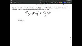 Compute Marginal Revenue given Revenue Function