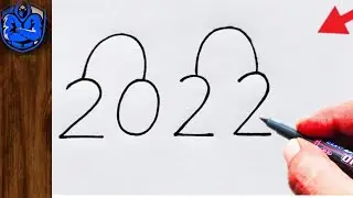 Love Birds Drawing Easy | How to Turn 2022 Into Cute Love Birds | Numbers Drawing 2022