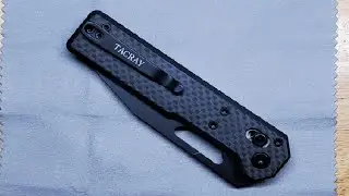 Tarcus Folding Pocket Knife, 3 5' D2 Steel DLC Blade Carbon Fiber Overlay Handle