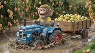 Mango Farmer Monkey: From Muddy Rescue to Delicious Sticky Rice Feast!