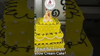 Gorgeous 3-Tier pineapple 🍍 Yellow Cream square Cake I Best #Cake Decorating in Gaya #shortsfeed #yt