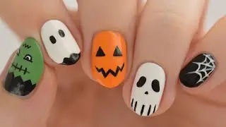 Милые и простые классические дизайны ногтей на Хэллоуин! 🎃