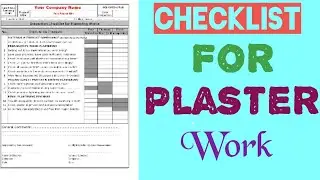 Checklist for Internal and External Plaster