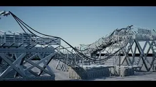 UE5.5 testing floor, railing, pillars, bridges,  ladders, stairs, lights, scatter, cable, styles