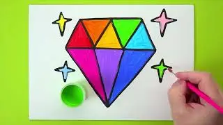 Draw a Rainbow Diamond Gem | Easy and Colorful Drawing for Kids