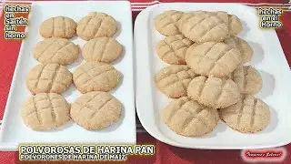 POLVOROSAS POLVORONES DE HARINA PAN HARINA DE MAÍZ HECHAS SIN HORNO Y CON HORNO SIN GLUTEN Y FÁCILES