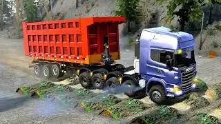 Wow !! Trucks vs Dangerous Roads | #spintires #mudrunner American Wilds Part-3