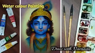 Lord Krishna painting with Water colour/Draw with Navanita