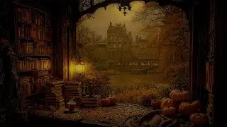 Candlelit Autumn Study with Pumpkins & Books | Dark Academia Ambience for Studying, Reading & Write