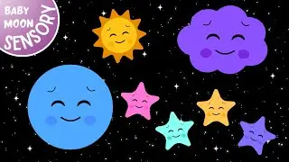 Colorful Baby Sensory Experience | Cute Floating Stars, Moon, Clouds & Sun | Baby Visual Stimulation