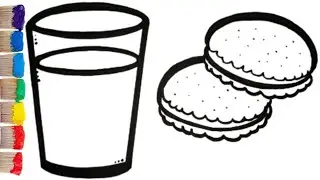 Milk And Cookies Drawing for Kids and Toddlers | Simple | Easy | Coloring #drawing #learning