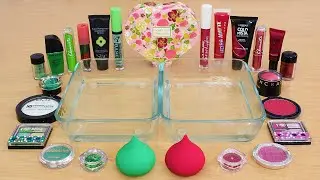 Mint vs Burgundy - Mixing Makeup Eyeshadow Into Slime ASMR 339 Satisfying Slime Video