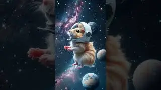 Happy Space Hamster Floating in the Galaxy 🚀🐹✨우주에서 떠다니는 행복한 햄스터 銀河に漂う幸せな宇宙ハムスター #animalshorts #fuuny