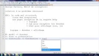Vid&eacute;o 1: Pr&eacute;sentation, MVC, Motif de conception