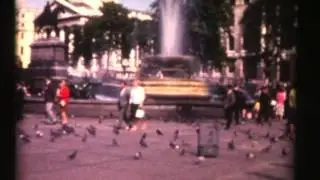 1960 LONDON (PART 1) ARCHIVE COLOUR FILM RIVER THAMES, BOATS,TRAFALGER SQUARE