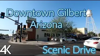 Driving Phoenix Arizona Downtown Gilbert - The Famous Water Tower Scenic Drive
