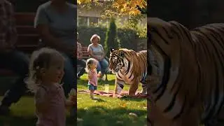 Real Life the tiger who came to tea (well a picnic) #tiger #girl #child #family #bigcat #animals