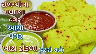 આથા વગર લગ્નપ્રસંગ માં હોય એવા ખાટા ઢોકળા અને સ્પેશિયલ ચટણી | Live Dhokla | Khatta Dhokla
