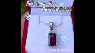 Natural Almandine Garnet Necklace in Sterling Silver #naturalgem #silvernecklaces #gemstonejewelry