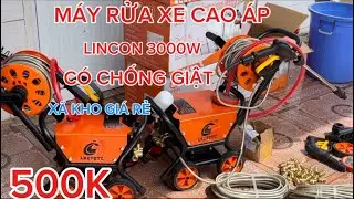 💥💥MÁY RỬA XE CAO ÁP HIỆU LINCON 3000W CÓ BÁNH ĐẨY,CÓ RÔ TÔ CUỐN DÂY XỊN XÒ TẶNG KÈM DÂY 15M KM 500K 
