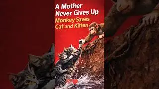 Brave Monkey Saves Cat & Kitten! 🐒💖