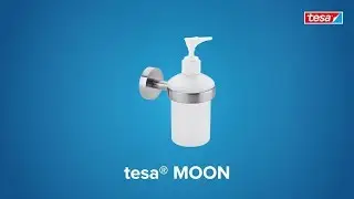 How to apply the stainless-steel style, round tesa&reg; Moon bathroom soap dispenser