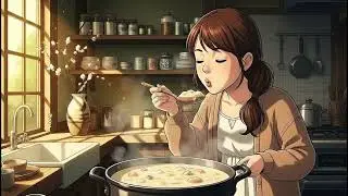 Waiting for you at sunset | Cooking cream stew & cozy evening 🚂🍲Ghibli vibes#Studio Ghibli ambience