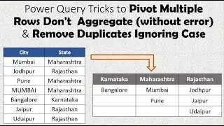 Power Query Tricks to Pivot Rows Don't  Aggregate (without error) & Remove Duplicates Ignoring Case