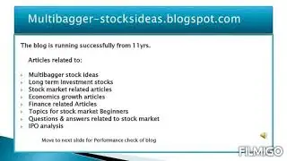 Multibagger stock ideas blog performances and my introduction