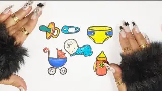 Newborn Baby and Accessories Drawing for Kids | Easy Drawing and Coloring