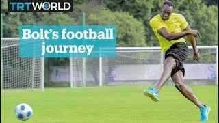 Usain Bolt is playing football at Old Trafford