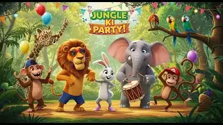 🎉 Jungle Ki Party | Fun Dance Party of Animals | Urdu Hindi Poem for Kids | Kidsverse Creations