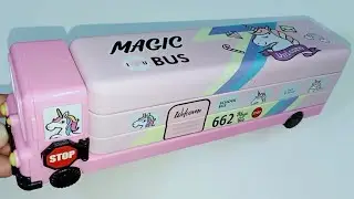 Bus Shape Metal Unicorn Pencil Box |